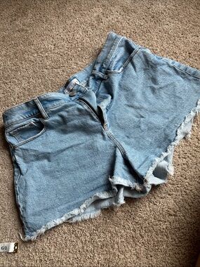 LOFT Light Wash Denim Frayed Hem Jean Shorts